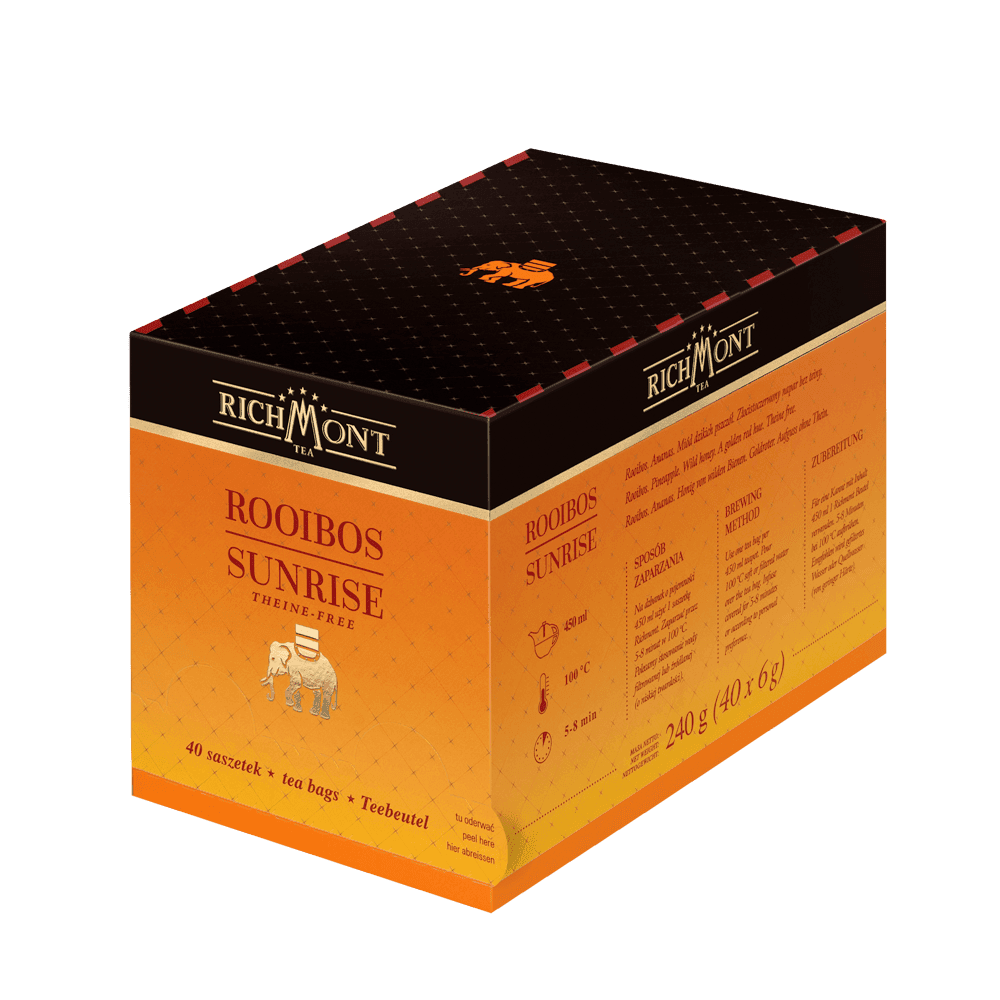 Herbatka Richmont Rooibos Sunrise 40 Saszetek z Zestawem do Celebracji Herbaty Richmont
