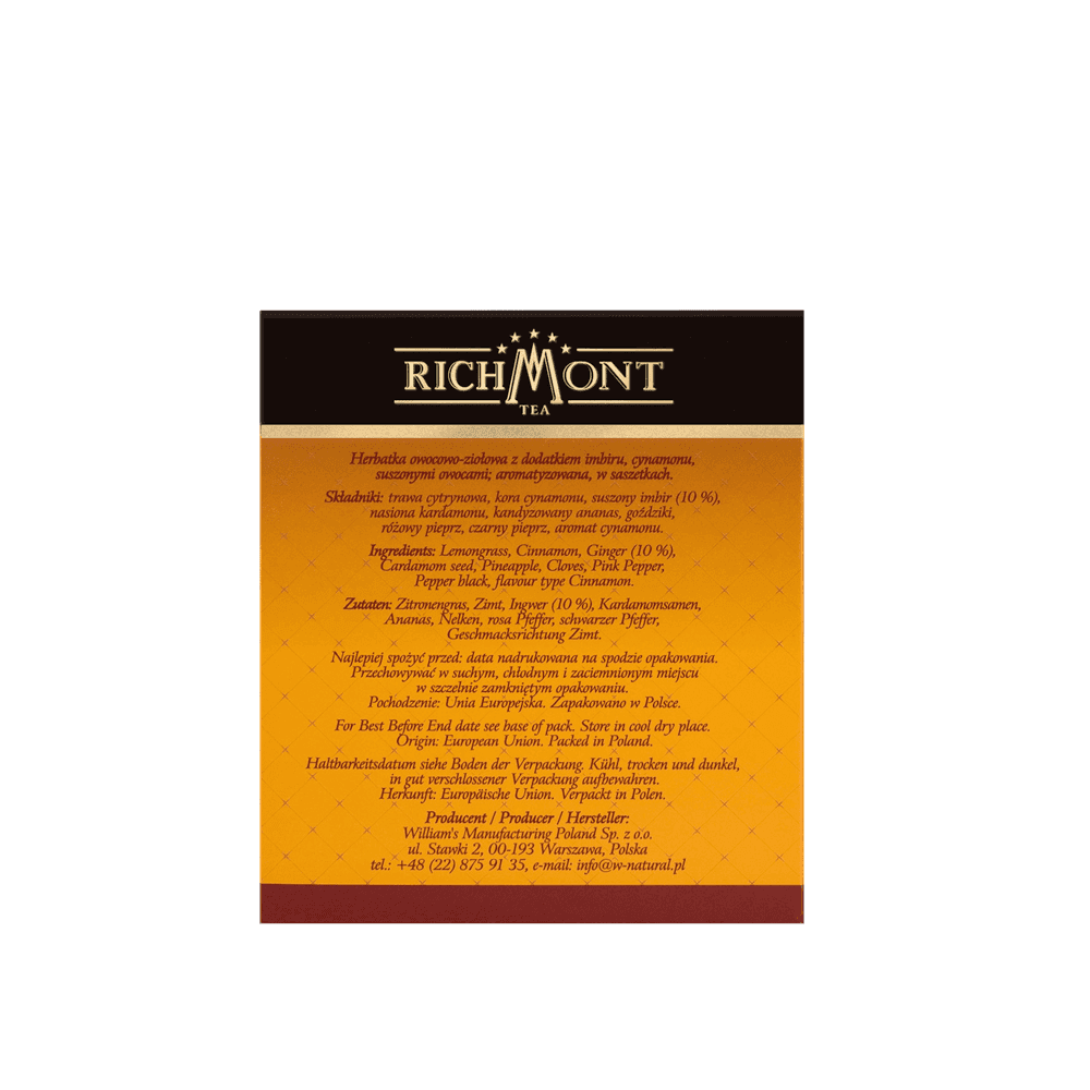 Herbatka Richmont Ginger Paradise 40 Saszetek z Zestawem do Celebracji Herbaty Richmont