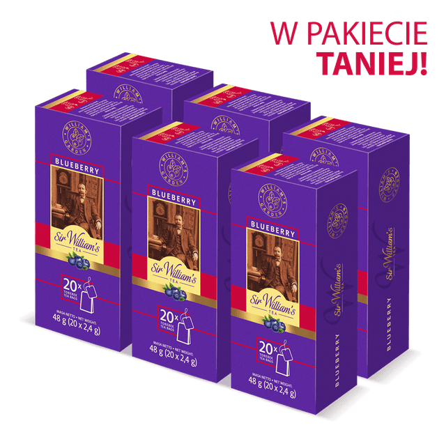 Pakiet 6x Owocowo-Ziołowa Herbatka Sir William's Tea Blueberry 20 Saszetek