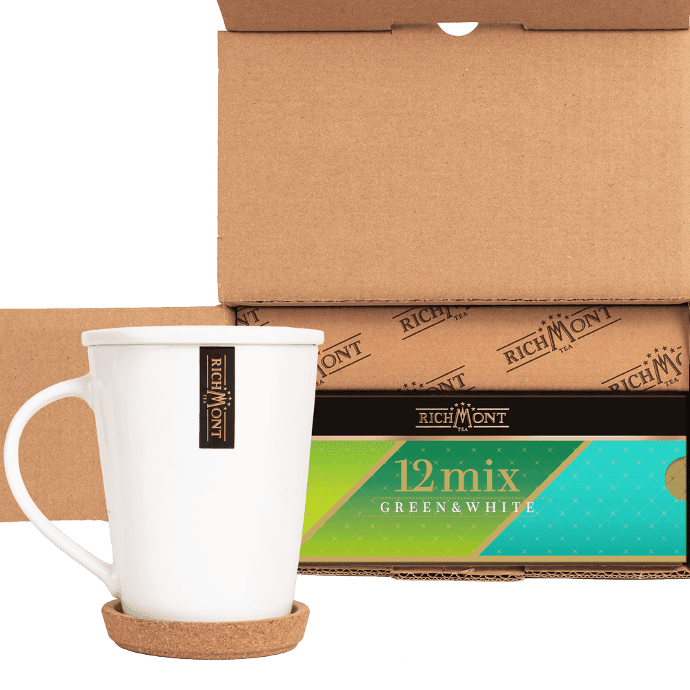 Herbata Richmont Mix Zielonych i Białych 12 Saszetek z Zestawem do Celebracji Herbaty Richmont