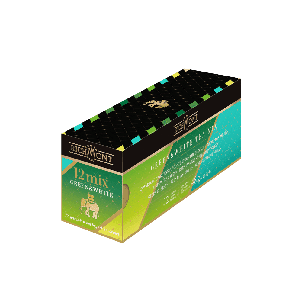 Herbata Richmont Mix Zielonych i Białych 12 Saszetek z Zestawem do Celebracji Herbaty Richmont