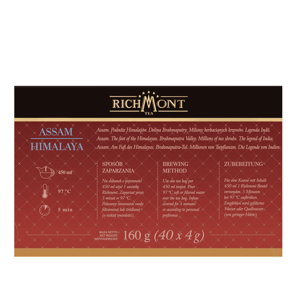 Herbata Richmont Assam Himalaya 40 Saszetek z Zestawem do Celebracji Herbaty Richmont
