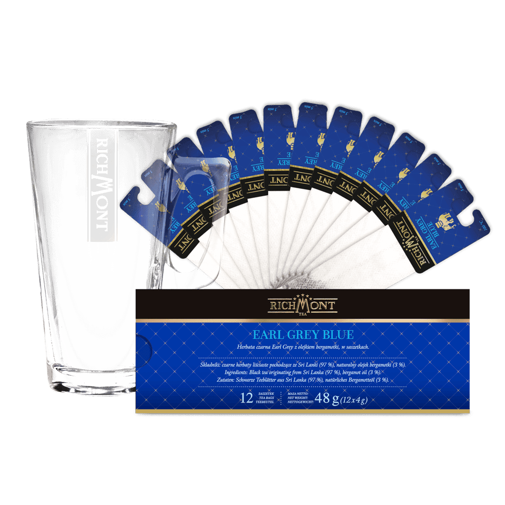 Zestaw Richmont Earl Grey Blue 12 Saszetek + Szklanka Richmont Hot