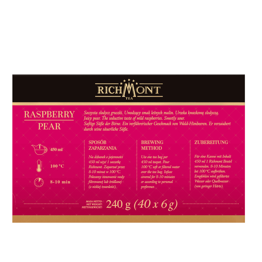 Owocowo-Ziołowa Herbatka Richmont Raspberry Pear 40 Saszetek 