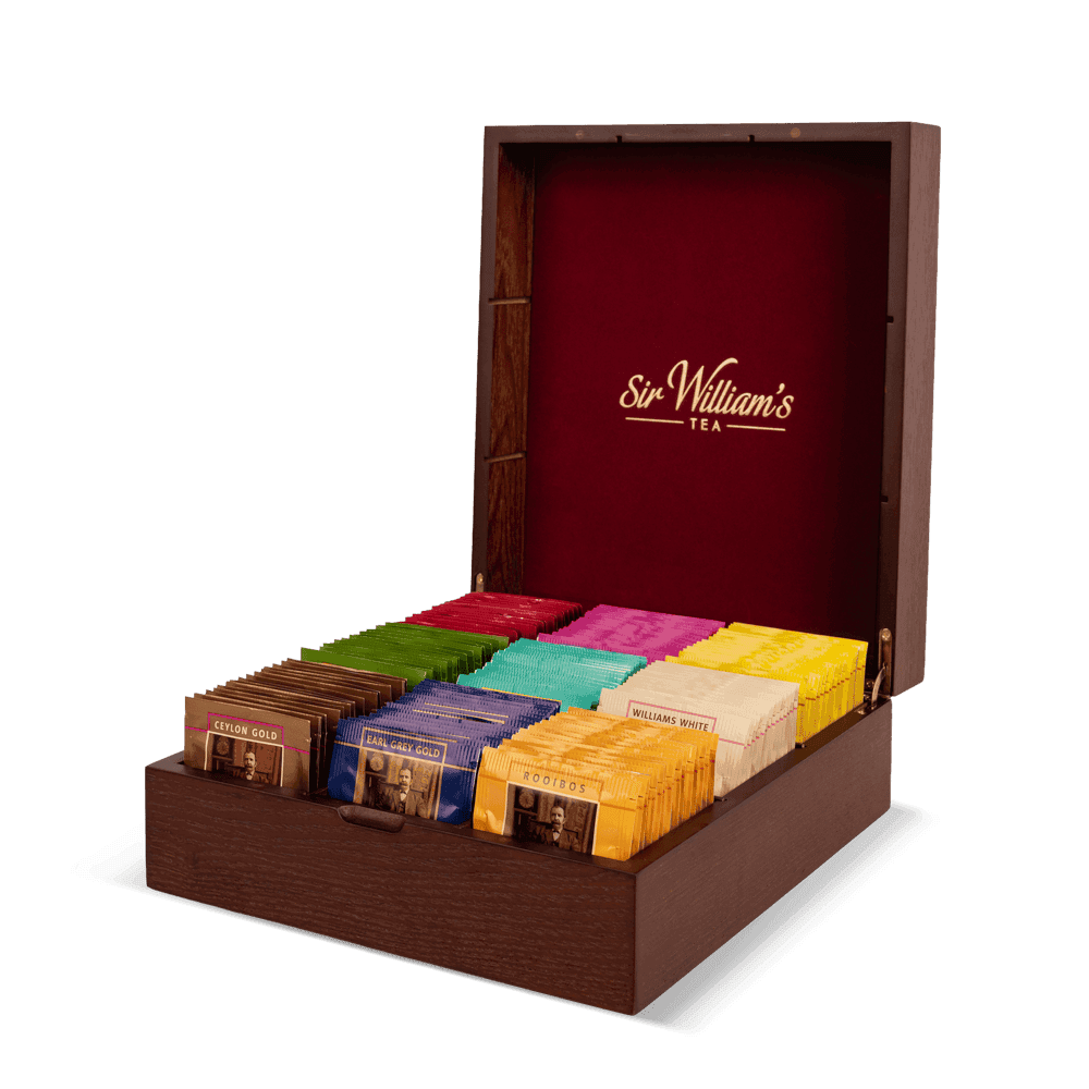 Drewniana skrzynka Sir William’s Tea 135 saszetek, 9 smaków