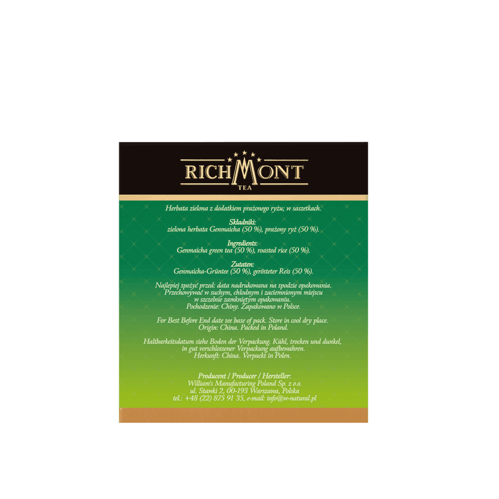 Herbata Richmont Green Roasted Rice 40 Saszetek z Zestawem do Celebracji Herbaty Richmont