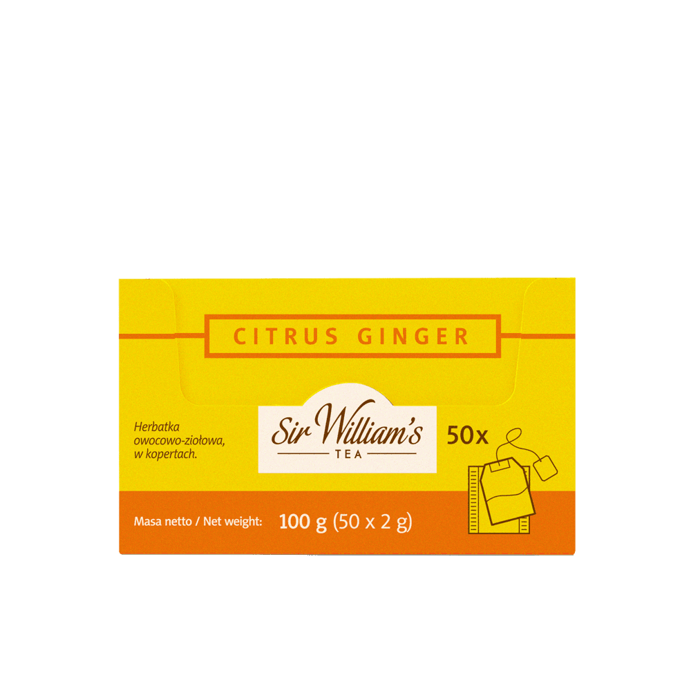 Owocowo-ziołowa Herbata Sir William's Tea Citrus Ginger 50 Saszetek