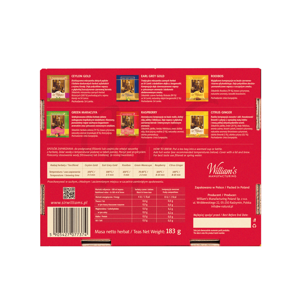 TEKTUROWY PREZENTER 90 HERBAT SIR WILLIAM’S TEA