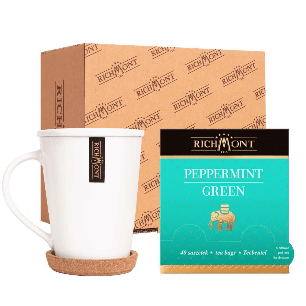 Herbata Richmont Peppermint Green 40 Saszetek z Zestawem do Celebracji Herbaty Richmont