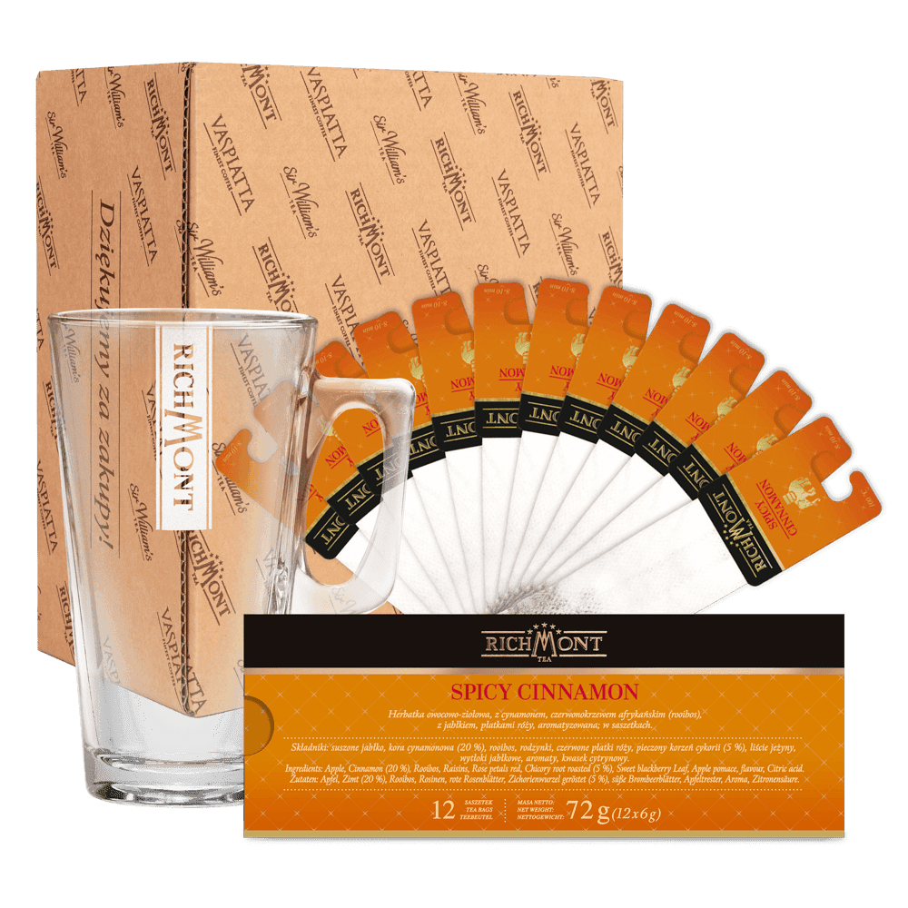 Zestaw Richmont Spicy Cinnamon 12 Saszetek + Szklanka Richmont Hot
