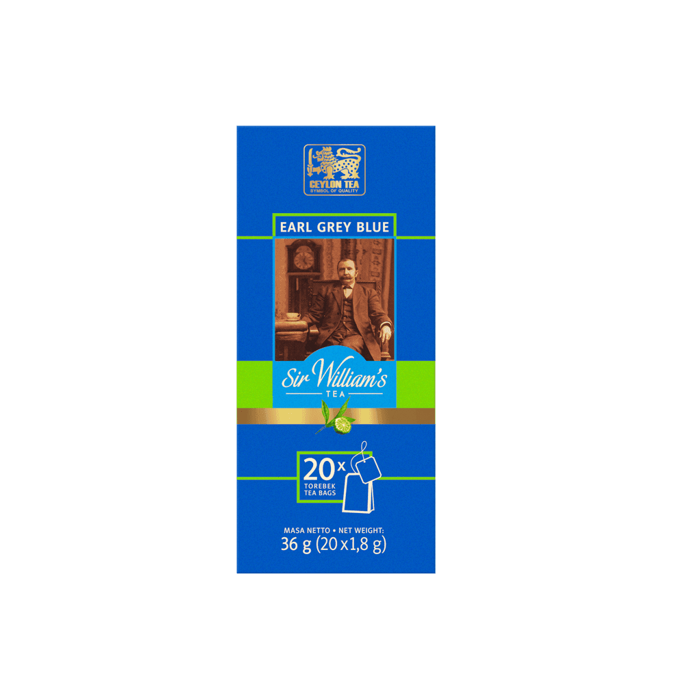 Pakiet 6x Czarna Herbata Sir William's Tea Earl Grey Blue 20 Saszetek
