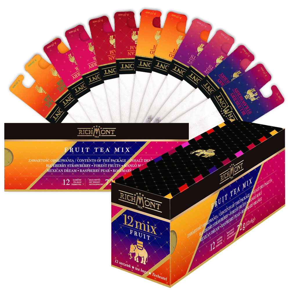 Herbata Richmont Mix Fruit 12 Saszetek z Zestawem do Celebracji Herbaty Richmont