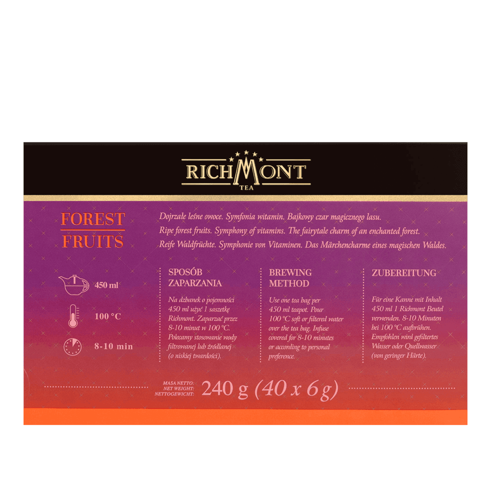 Herbatka Richmont Forest Fruits 40 Saszetek z Zestawem do Celebracji Herbaty Richmont