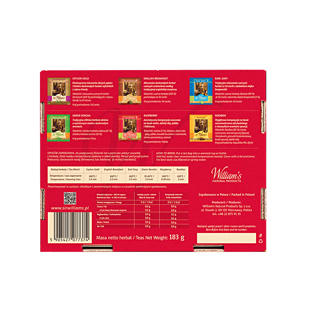 TEKTUROWY PREZENTER 90 HERBAT SIR WILLIAM’S TEA