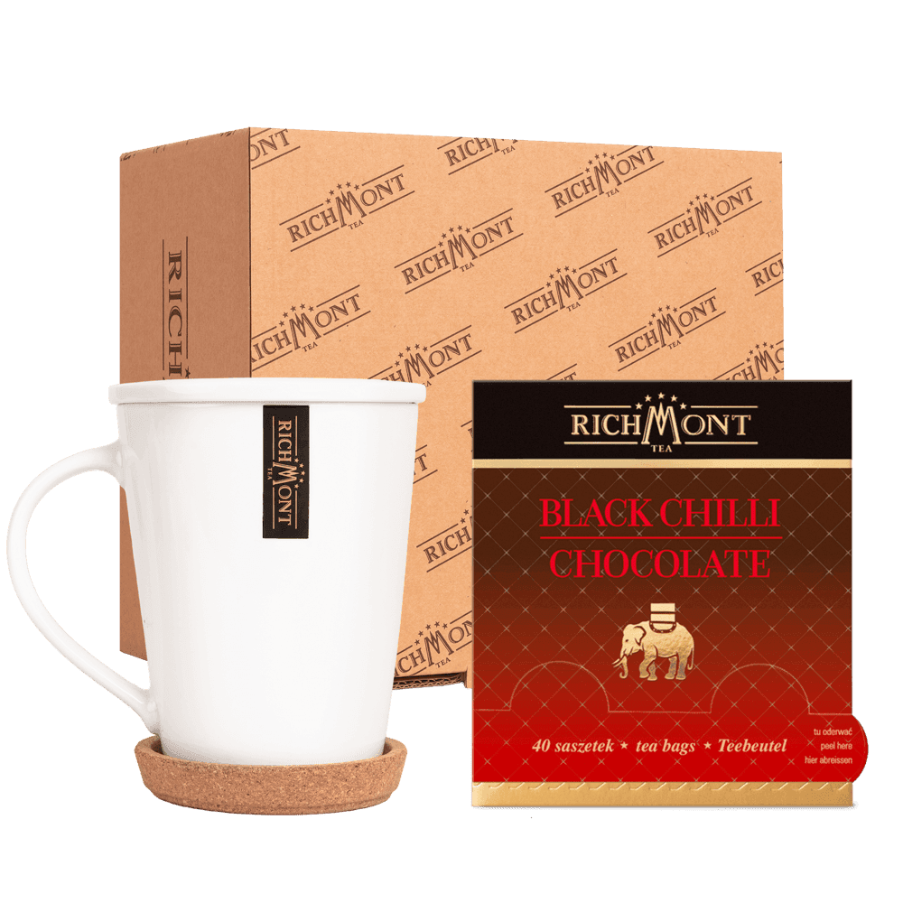 Herbata Richmont Black Chilli Chocolate 40 Saszetek z Zestawem do Celebracji Herbaty Richmont