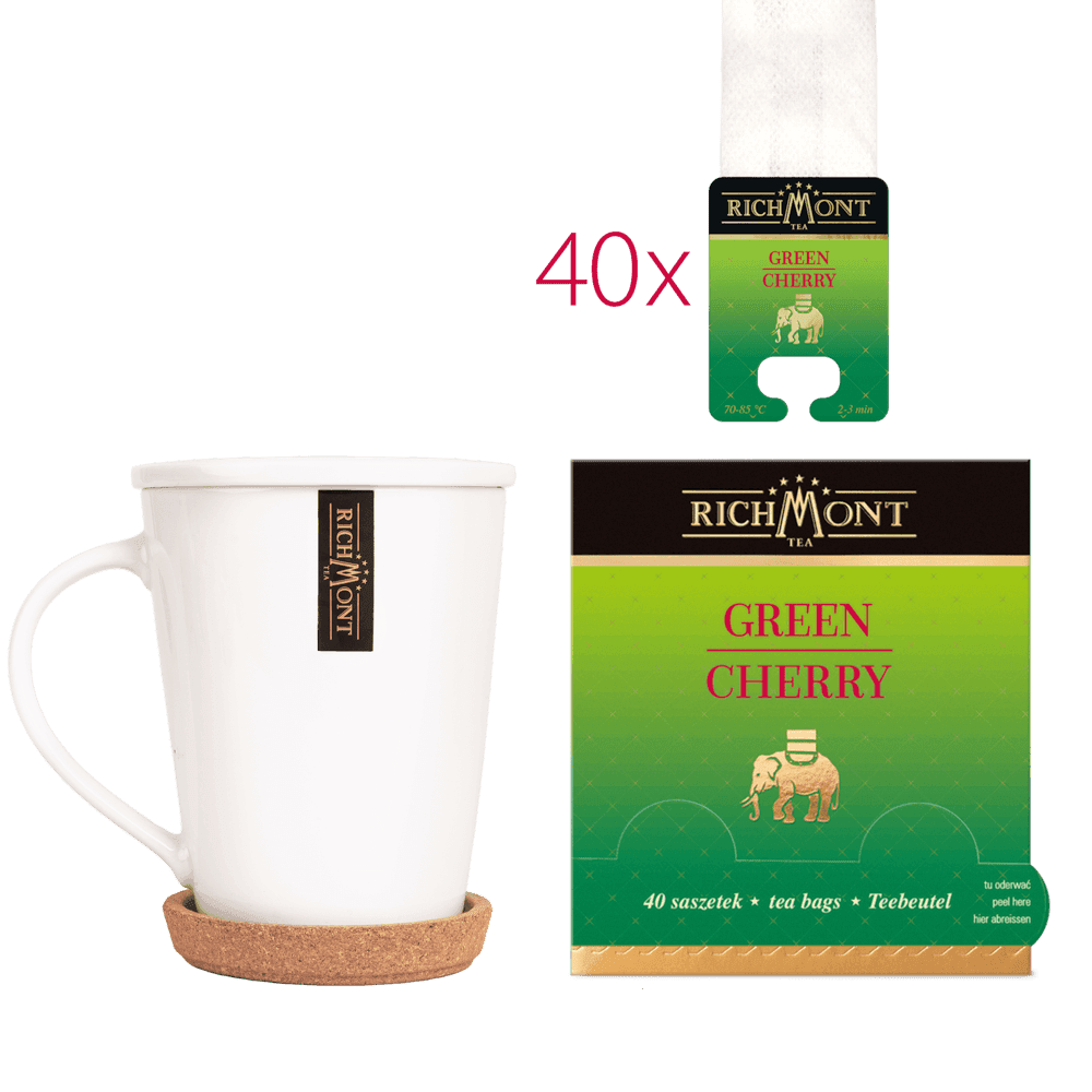 Herbata Richmont Green Cherry 40 Saszetek z Zestawem do Celebracji Herbaty Richmont
