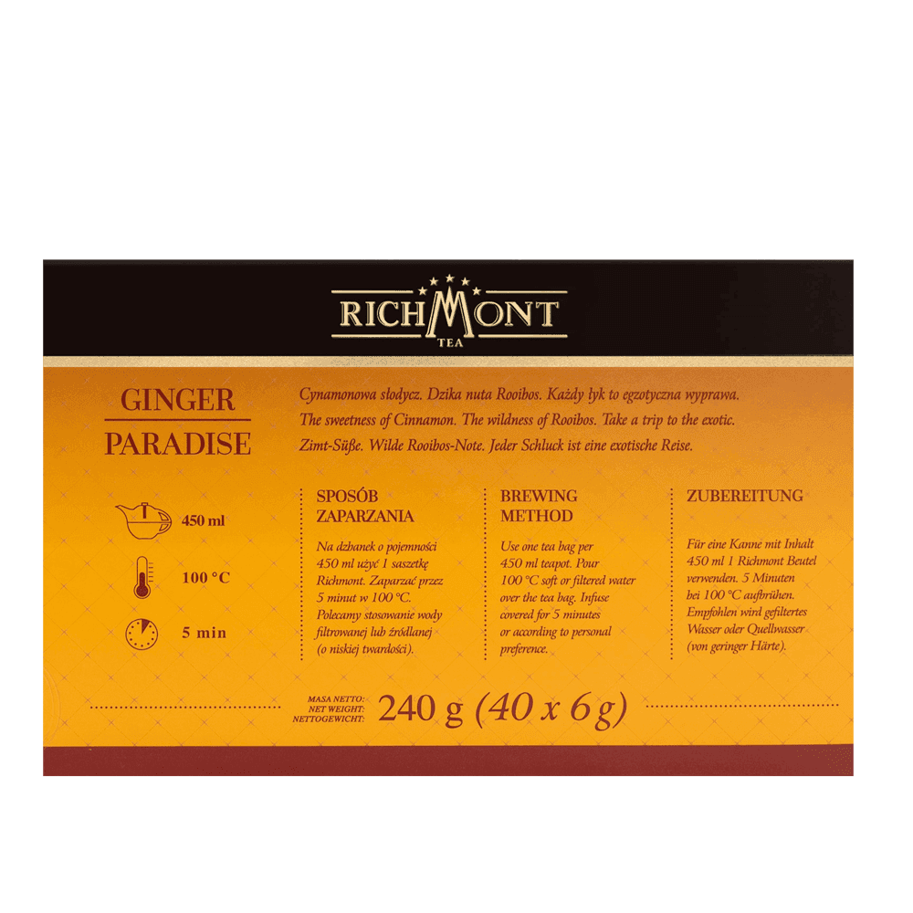 Herbatka Richmont Ginger Paradise 40 Saszetek z Zestawem do Celebracji Herbaty Richmont