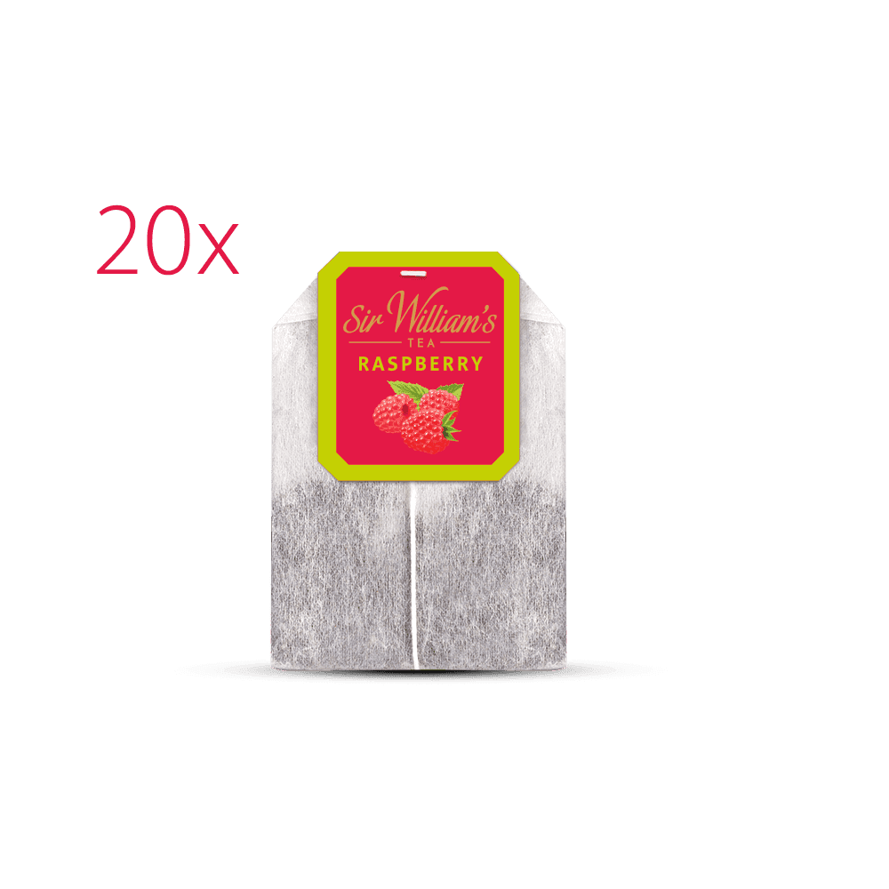 Zestaw Miłośnika Herbaty Sir William’s Tea Raspberry 20 saszetek + szklanka 250 ml