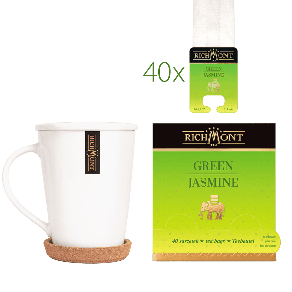 Herbata Richmont Green Jasmine 40 Saszetek z Zestawem do Celebracji Herbaty Richmont