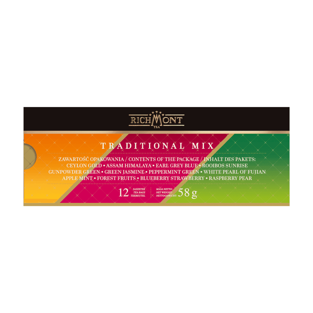 Herbata Richmont Mix Traditional 12 Saszetek z Zestawem do Celebracji Herbaty Richmont